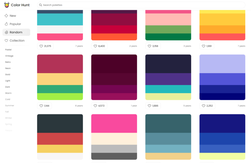 Color Palettes for Designer and Artist Colorhunt.co Thái Triển